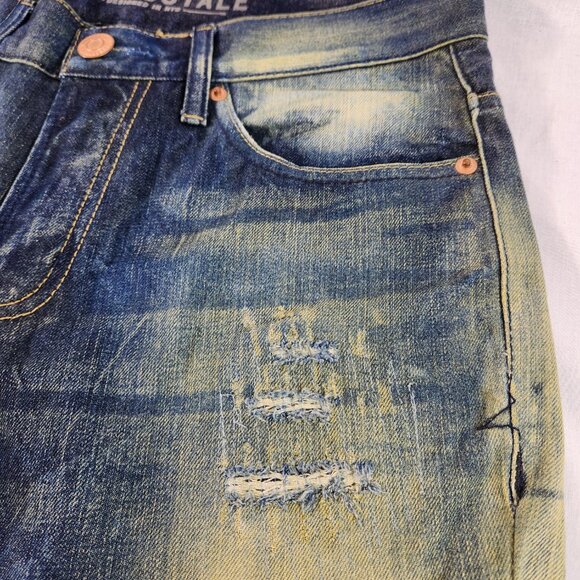 Aeropostale Slim Straight Leg Distressed Jeans Size 30 x 30 Blue 5-Pocket Mens - Picture 5 of 14